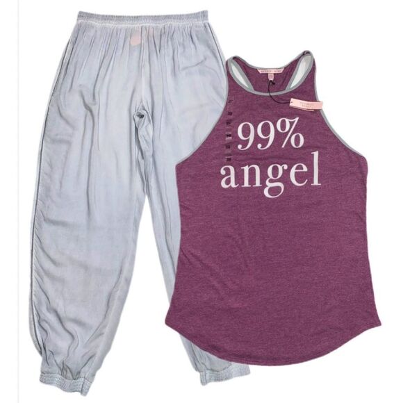Victorias Secret Supersoft Angel top & lightweight jogger pajama set purple blue - Picture 3 of 9